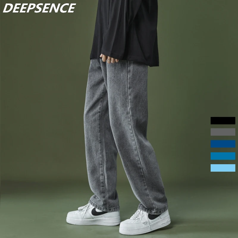 

Four Seasons Baggy Jeans Men Korean Fashion Hip Hop Loose Straight Wide Leg Pants Male Youthful Daily Casual Denim Trousers Men