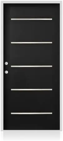 

36"x80" Black Steel Right-Hand Prehung Front Door with Bore Hole