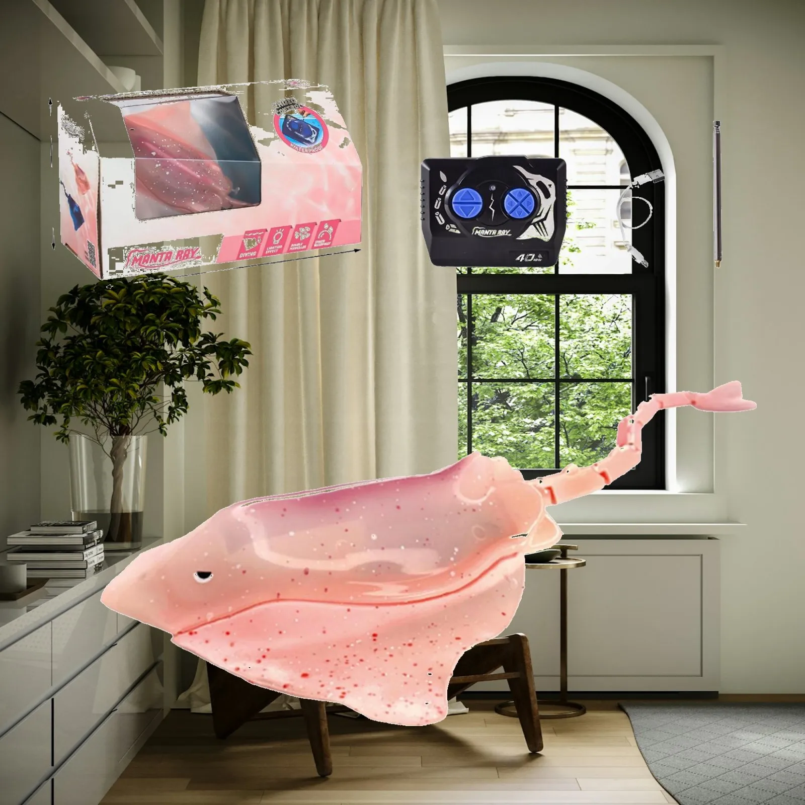 Remote Control Manta Ray Toy Multipurpose High Simulation RC Boat Water Toy Boat Toy for Game Favor Lake Bathroom Ponds