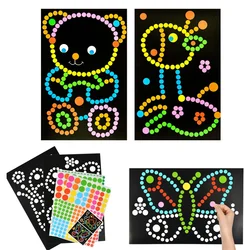 4 sets child  Sticker Dot Mosaic Puzzle Stickers Games Cartoon  For Children Kids