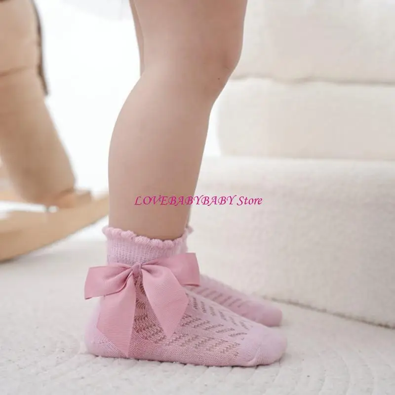 

Младенцы мягкие тонкие носки антискидные ленты Bowknot Короткие носки сетки лодыжки носки для ног для 0-2-й детской обуви 4xbc