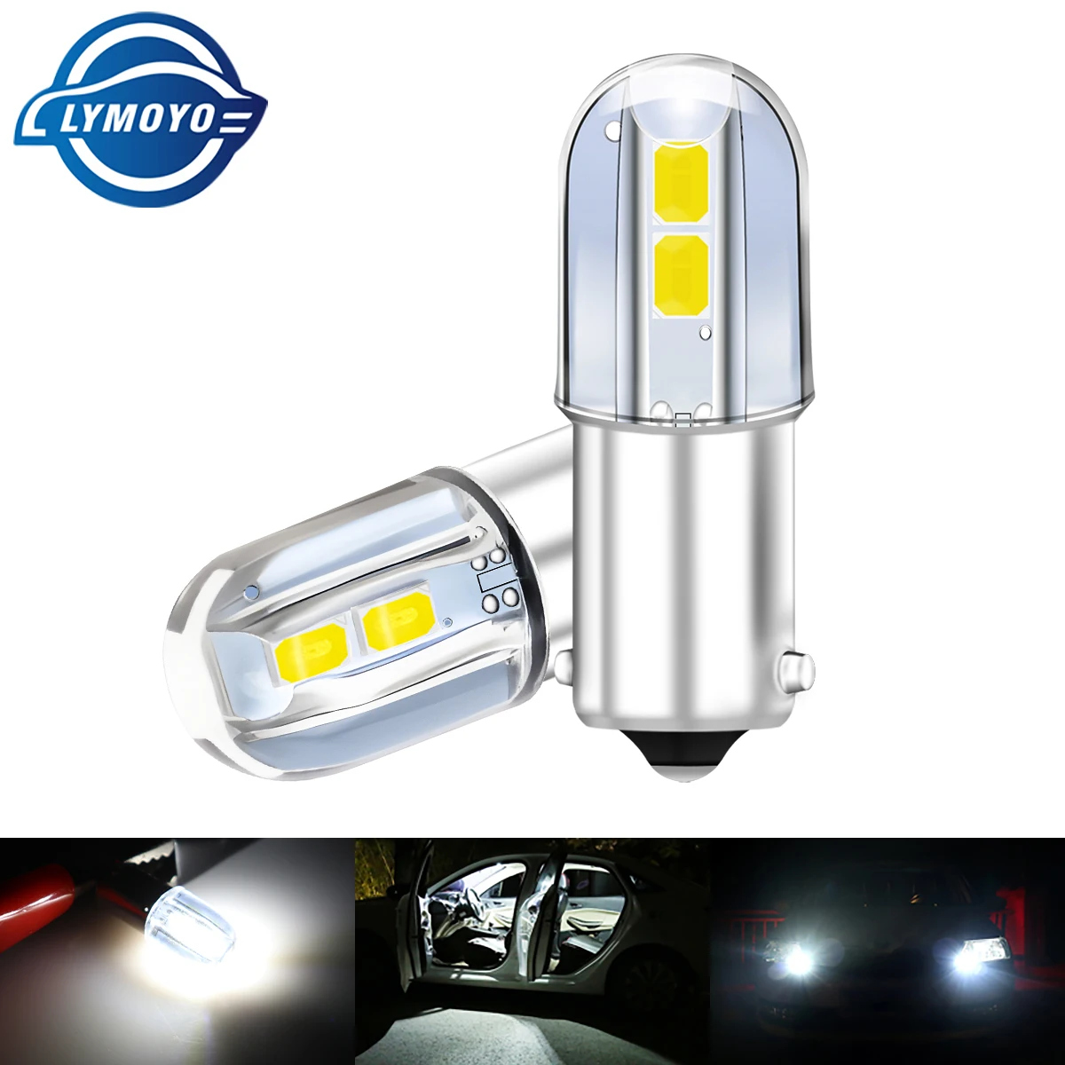 

10PCS BA9S T4W Led Bulbs 2835 Chip 4SMD Car Interior Reading Dome Lamps License Plate Light Side Wedge Parker Bulbs 6000K White