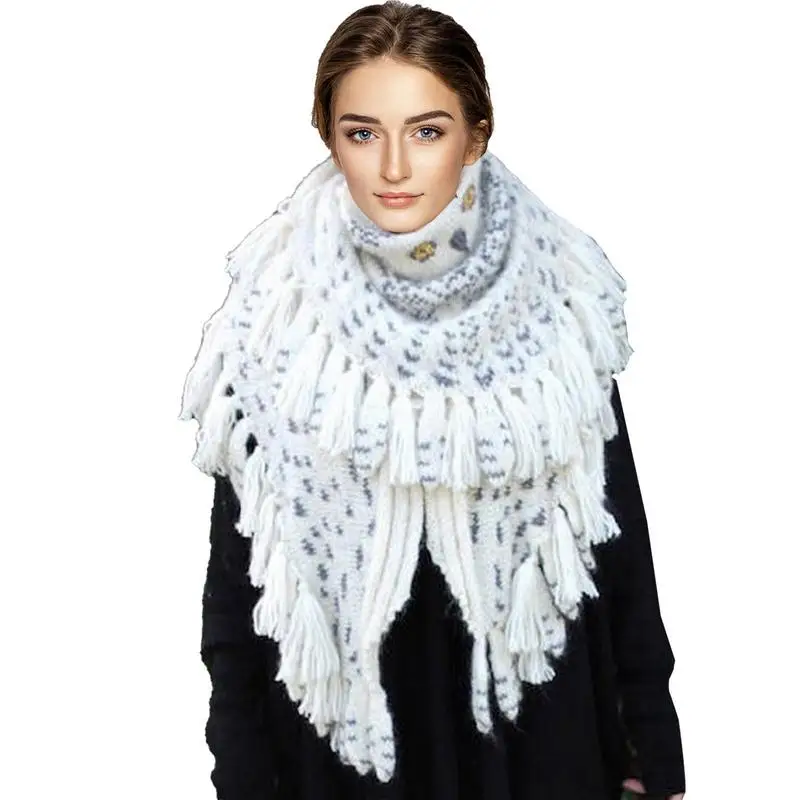 

Fashion Accessories Owl Tassel Scarf Women Winter Fall Warm Shawl Wrap Lady Witch Magic Scarves White Prints For Cold Weather