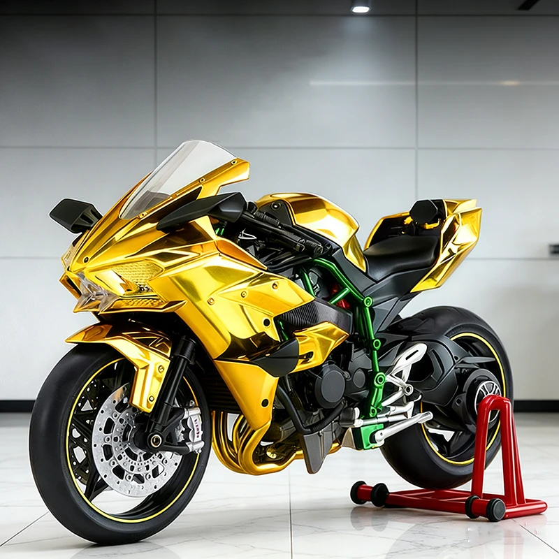 1:9 Ninja H2R With Spray Alloy Motorcycle Model Toy Vehicle Collection Sound and Light Off Road Autocycle Toys Car