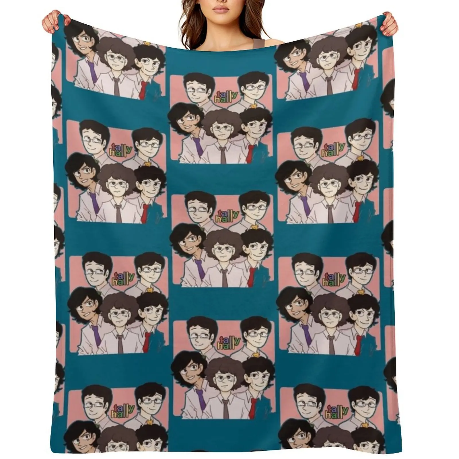 

Tally Hall pixel Throw Blanket Plaid on the sofa Thins Warm Summer Blankets