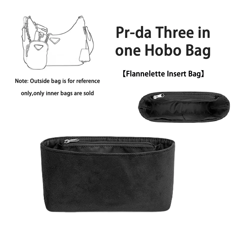 EverToner Trendy Flannelette Insert Bag Makeup Organizers Liner Perfect For Pr-da Re-Edition three-in-one Bags Accesories