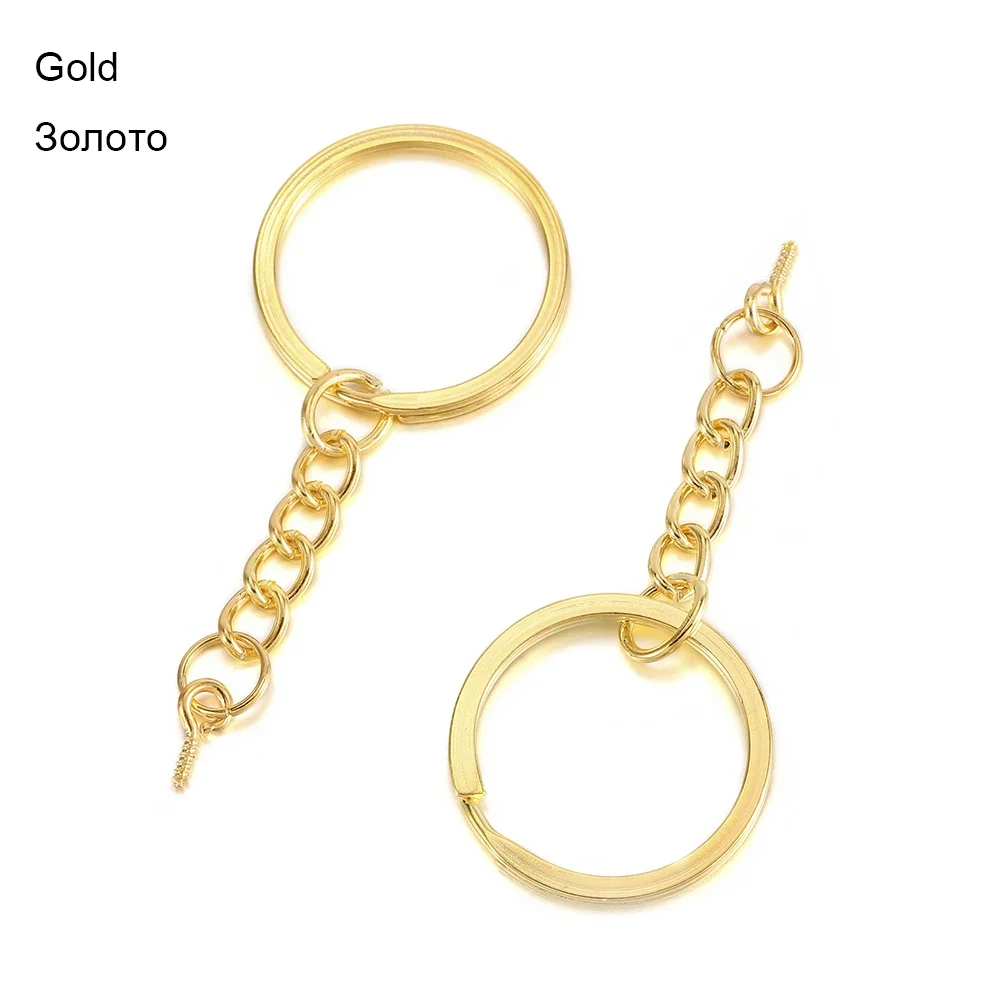 10-20pcs/lot 25 28 30mm Metal Blank Key Chain Ring With Screw Eye Pin for DIY Key Chains Jewelry Making Finding Accessories