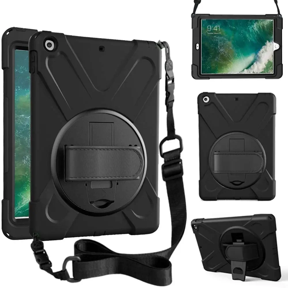Case for iPad 10.2 8th 7th Gen Air 1 2 3 4 Pro 10.5 9.7 Mini 5 6 Heavy Duty Shockproof Kid Cover Kickstand Handle Shoulder Strap