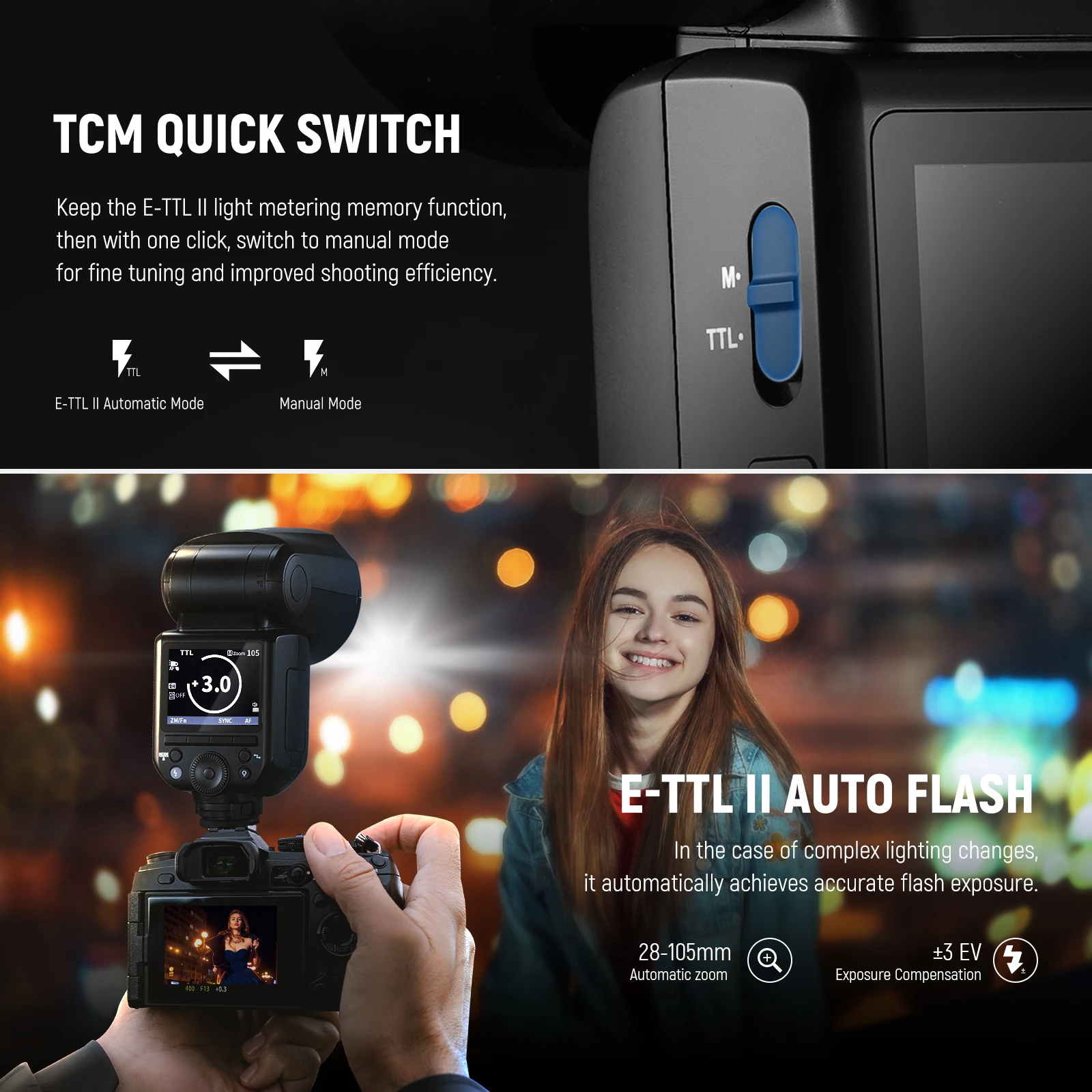 NEEWER Z2 2.4G TTL Round Head Flash Speedlite Compatible with Sony/Nikon/Canon Cameras,  3000mAh Battery, 600 Full Power Flash