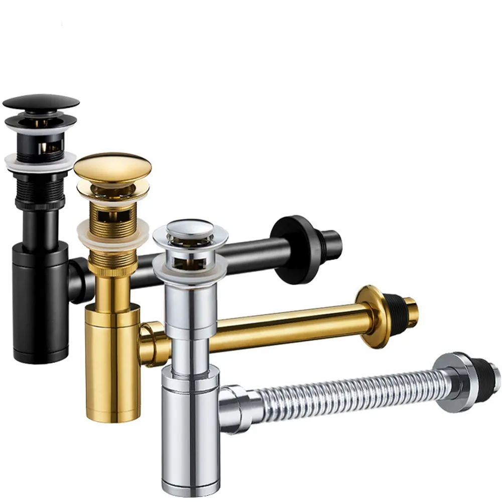 Brass Bathroom Sink Bottle Trap Wash Basin Toilet Deodorization Insect Stopper Bathroom Drain Fittings Waste Siphon Pipe Kits