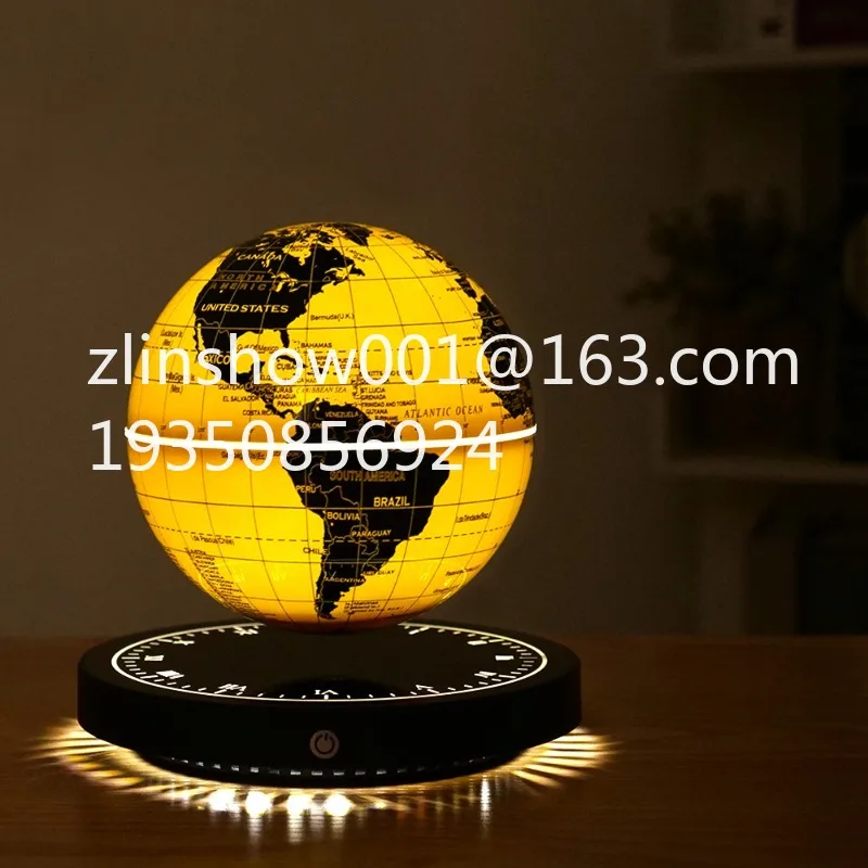 Maglev globe, clock base, golden luminous, colorful atmosphere night light technical sense ornament