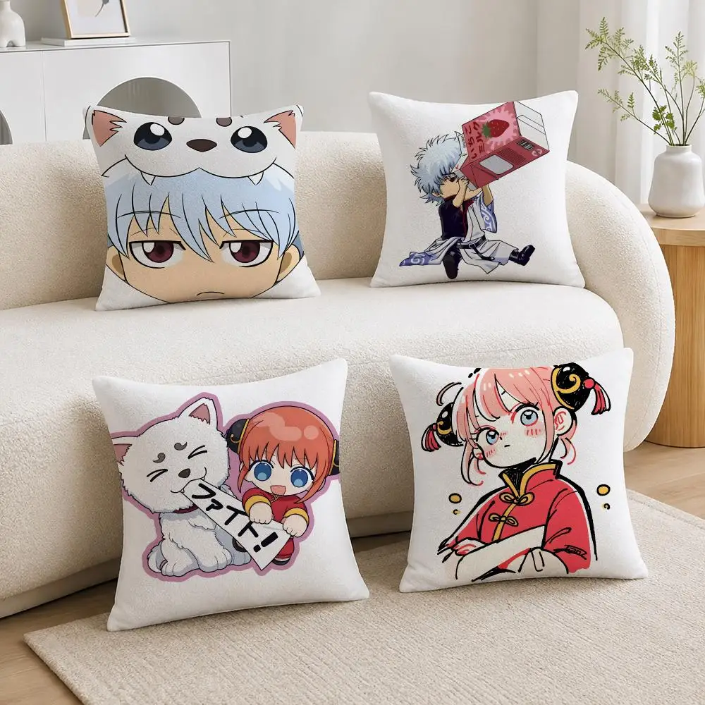 Anime Gintama Cushion Cover Soft Plush Cushion Covers Fluffy Throw Pillow Cases for Sofa Bedroom Home Decor