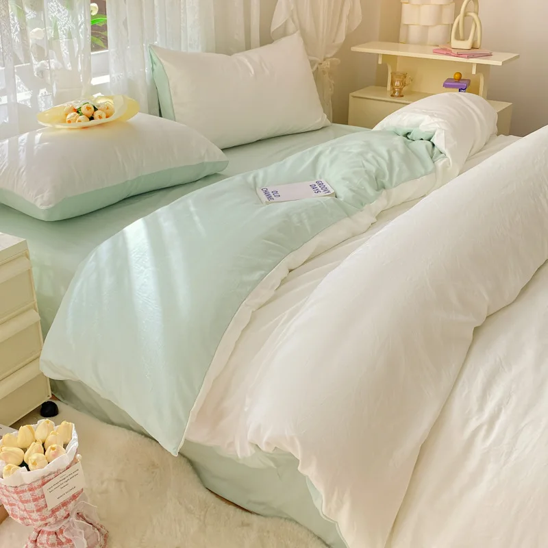 Cream fengyundus washed cotton four-Bedding Super soft bed sheet quilt cover three-piece set