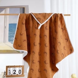 Elinfant 100% Cotton Crepe Cloth Baby Bathrobe,Baby Bath Towels Soft Newborn Hooded Towel Blanket