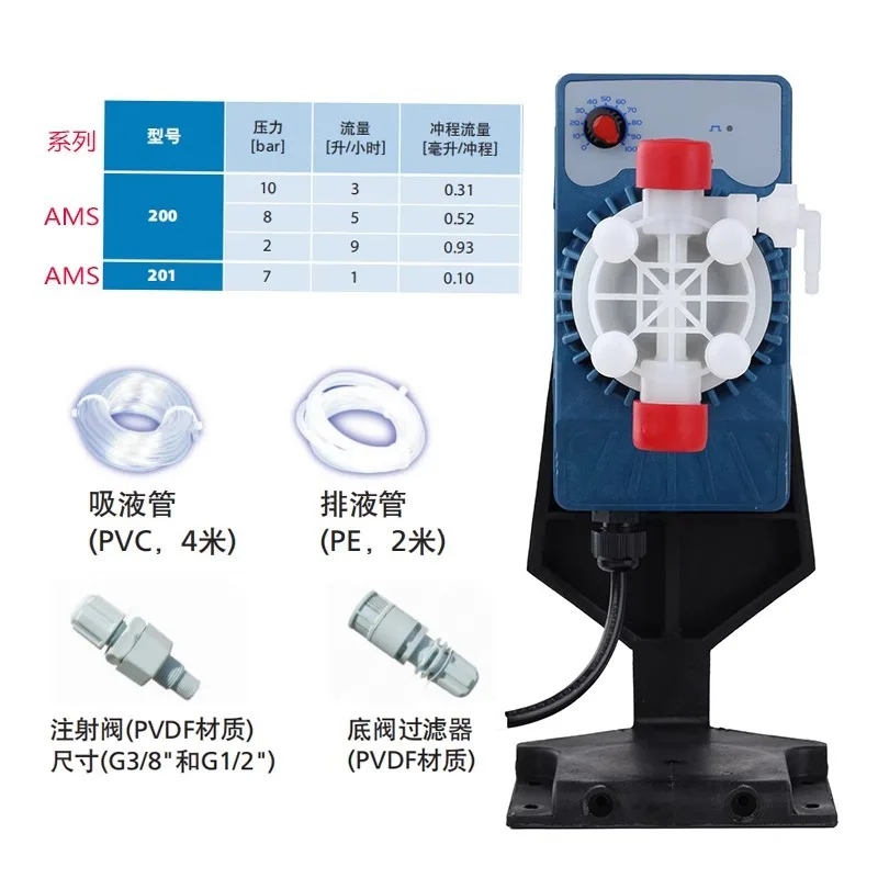 Metering Pump 200, Acid & Alkali Resistant Adjustable Dosing Pump AKS603/800/803 For Sewage Treatment Plant