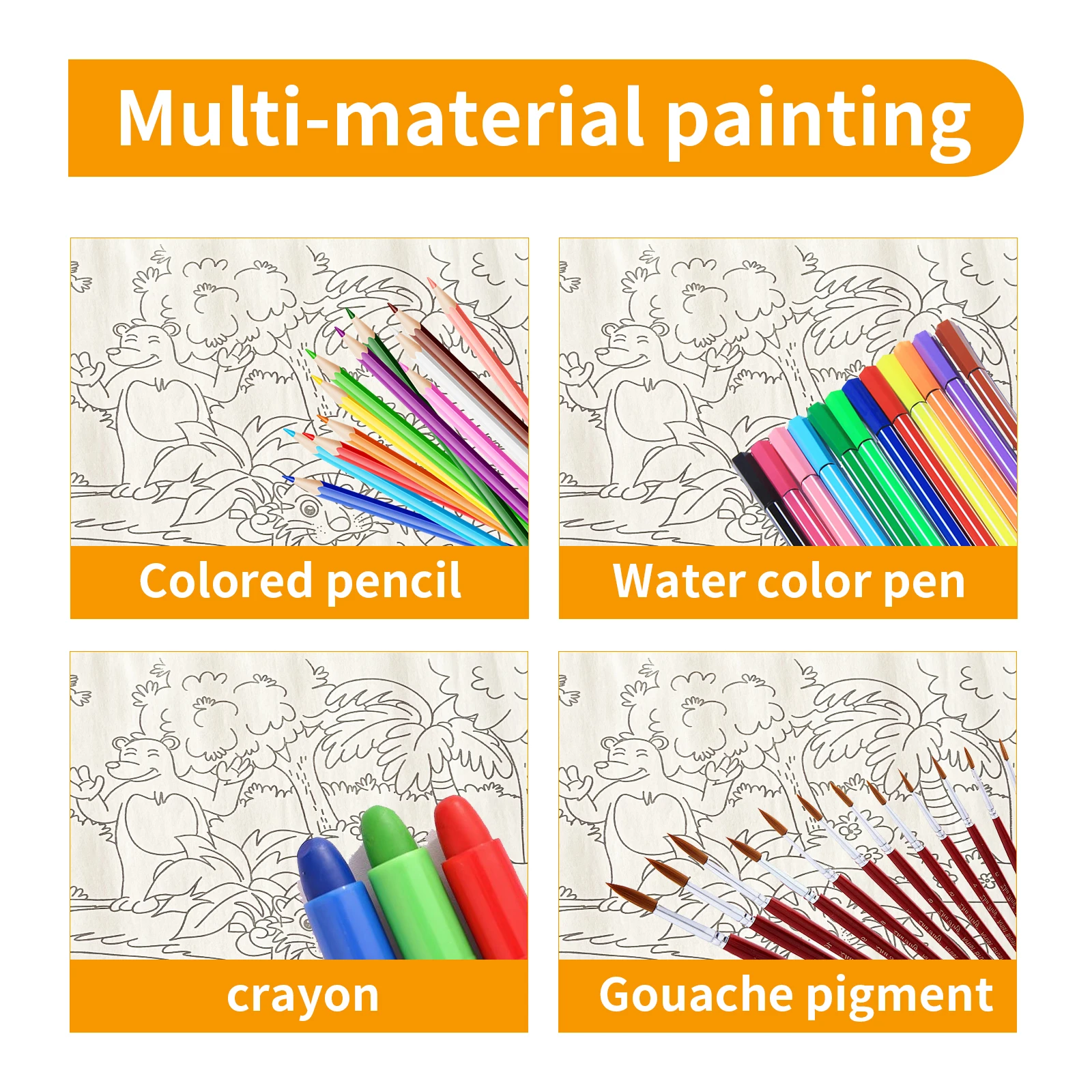 Extra Large 2*0.3m Children's Drawing Scroll, 12 Color Pencils, Wall-Mountable, 4-8 Years, Early Learning, Painting Gift