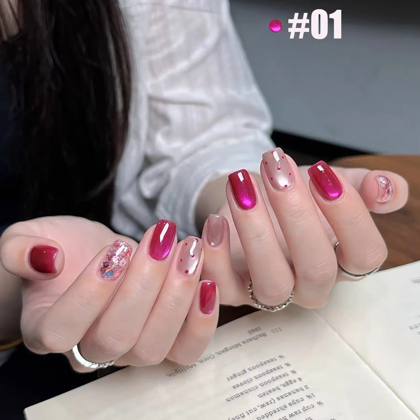 MIANEL 2026 Neuer Sommer Funkelnder Beeren-Diamant-Effekt Katzenauge Gel-Nagellack, Aufhellender Hellrosa Schimmer Katzenauge UV-Gel – Detail 10