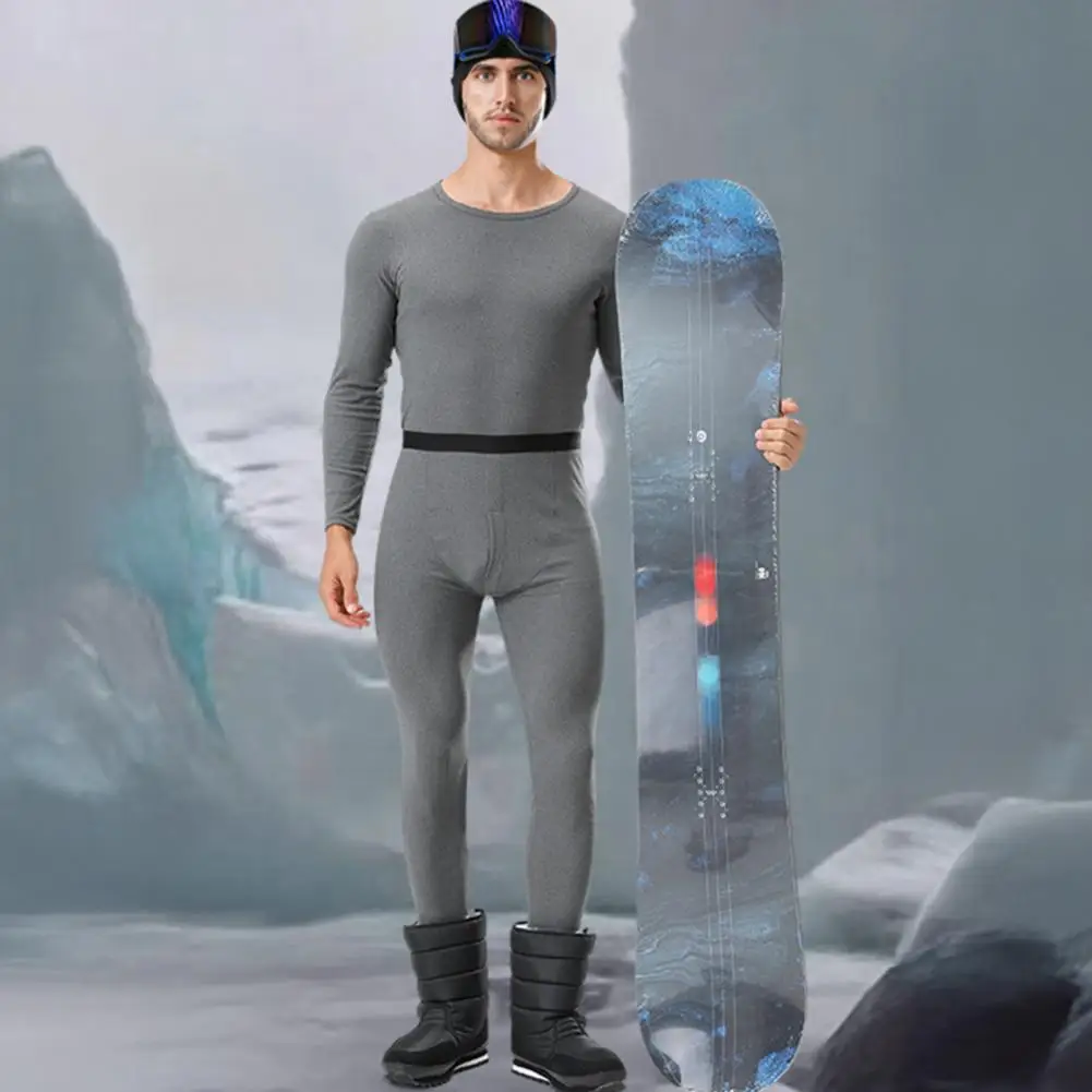 Autumn Clothes Trousers Set Men's Fleece Lined Thermal Underwear Set for Cold Weather Winter 2 Piece Base Layer Shirts Pants