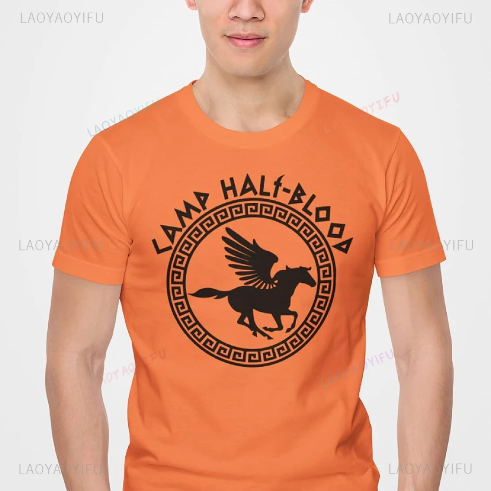 Vintage Camp Half Blood Greek Mythology Graphic T Shirts Woman Man Summer Cotton T-shirt Breathable Outdoors Streetwear Clothes