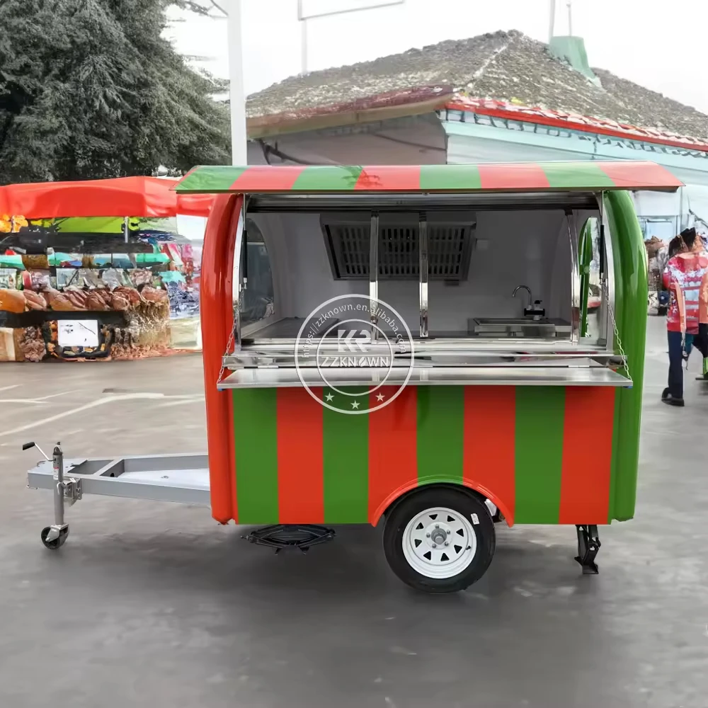 Remolque de comida rápida móvil, camión de comida al aire libre, con licencia de cocina completa, superventas, 2023