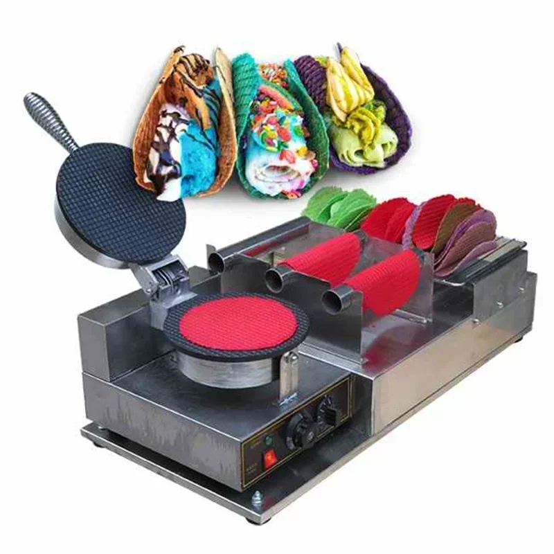 Electric Mini Topping Mexico Tacos Machine Maker Fried Ice Cream Roll Waffle Taco Making Machine