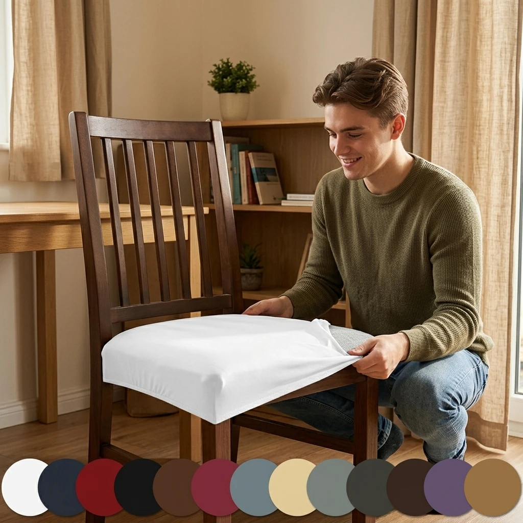 Stretch Milk Silk Chair Cover Universal Stool Slipcover Anti-Slip Wear-Resistant Home Office Use