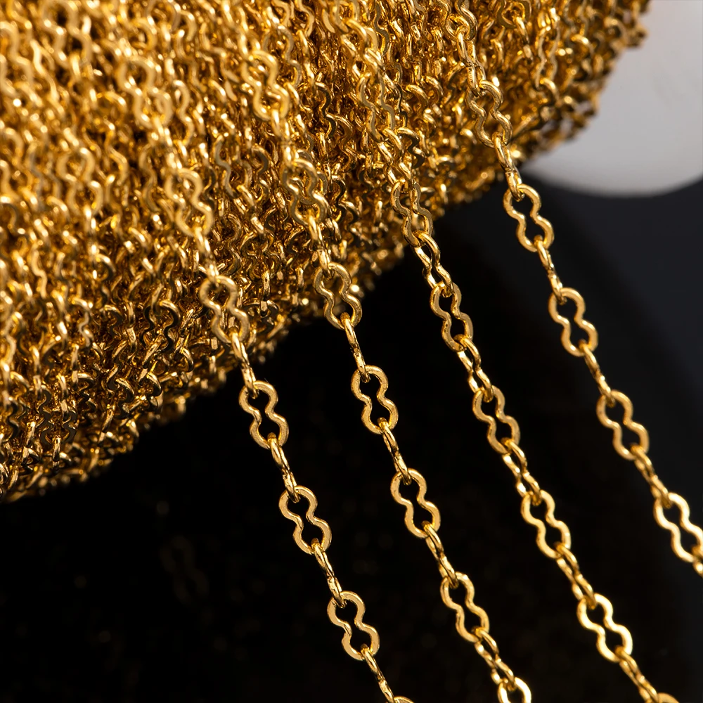 1Meter Stainless Steel Double Loop Link Chain Round 8 Shape 2mm Necklace Chain DIY Handmade Bracelet Material Jewelry Findings
