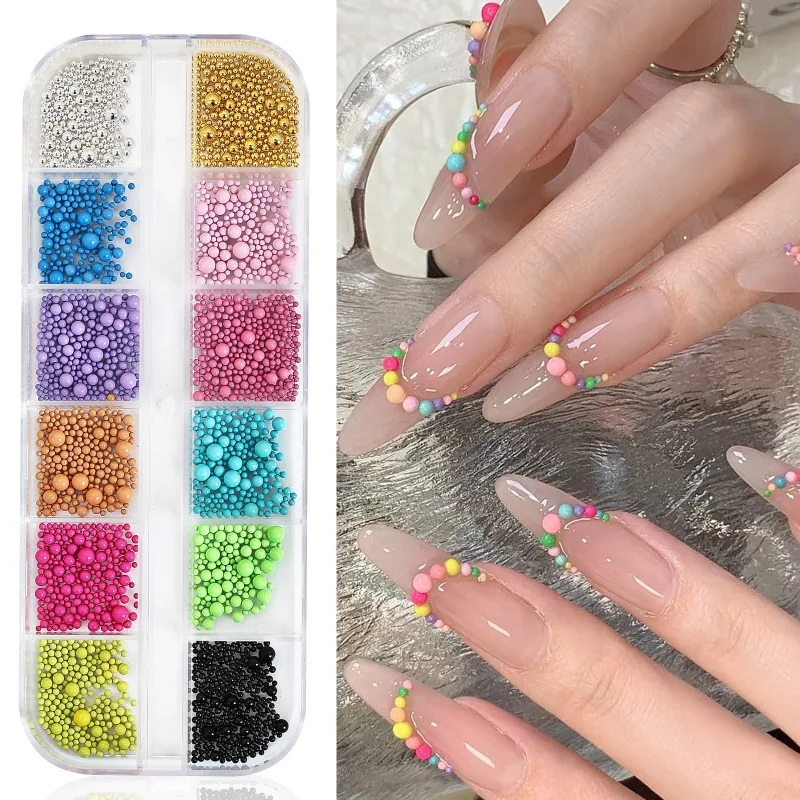 12/6/1 grades arco-íris sereia lágrimas encantos da arte do prego macaron bolha contas unhas aurora metade esférica vidro decorações da arte do prego
