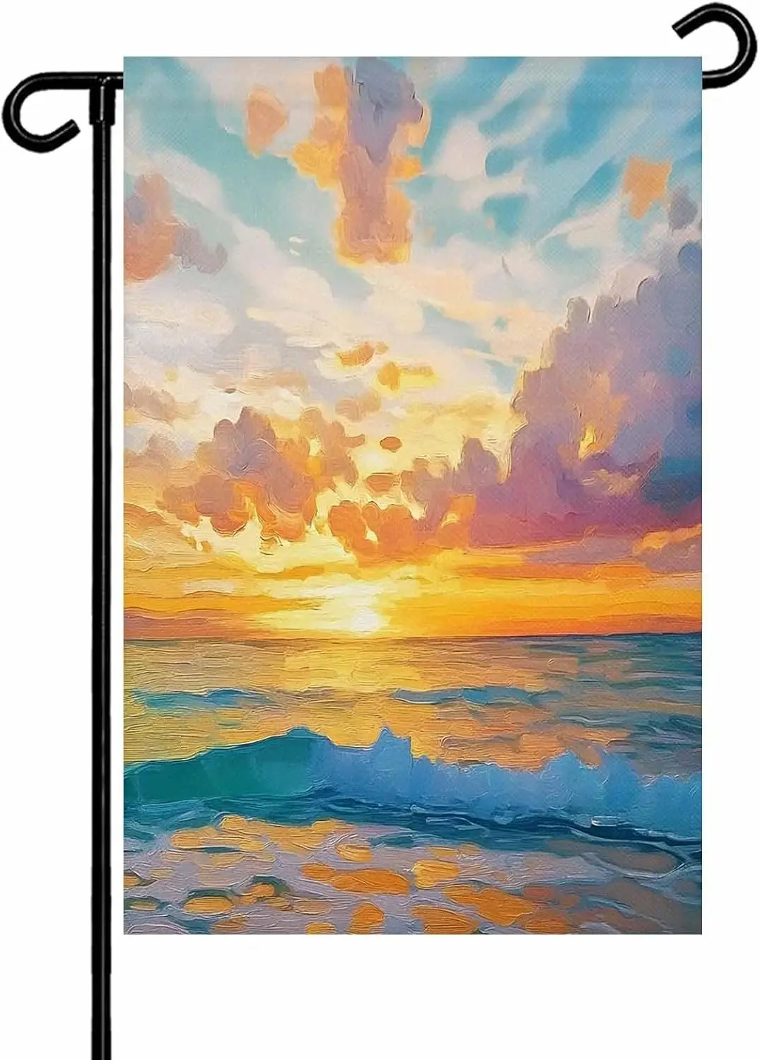 Ocean Sunrise Garden Flag for Outside, Colorful Abstract Art Landscape Sky 12x18 Inch Double Sided, Weatherproof Yard Flag f AAS