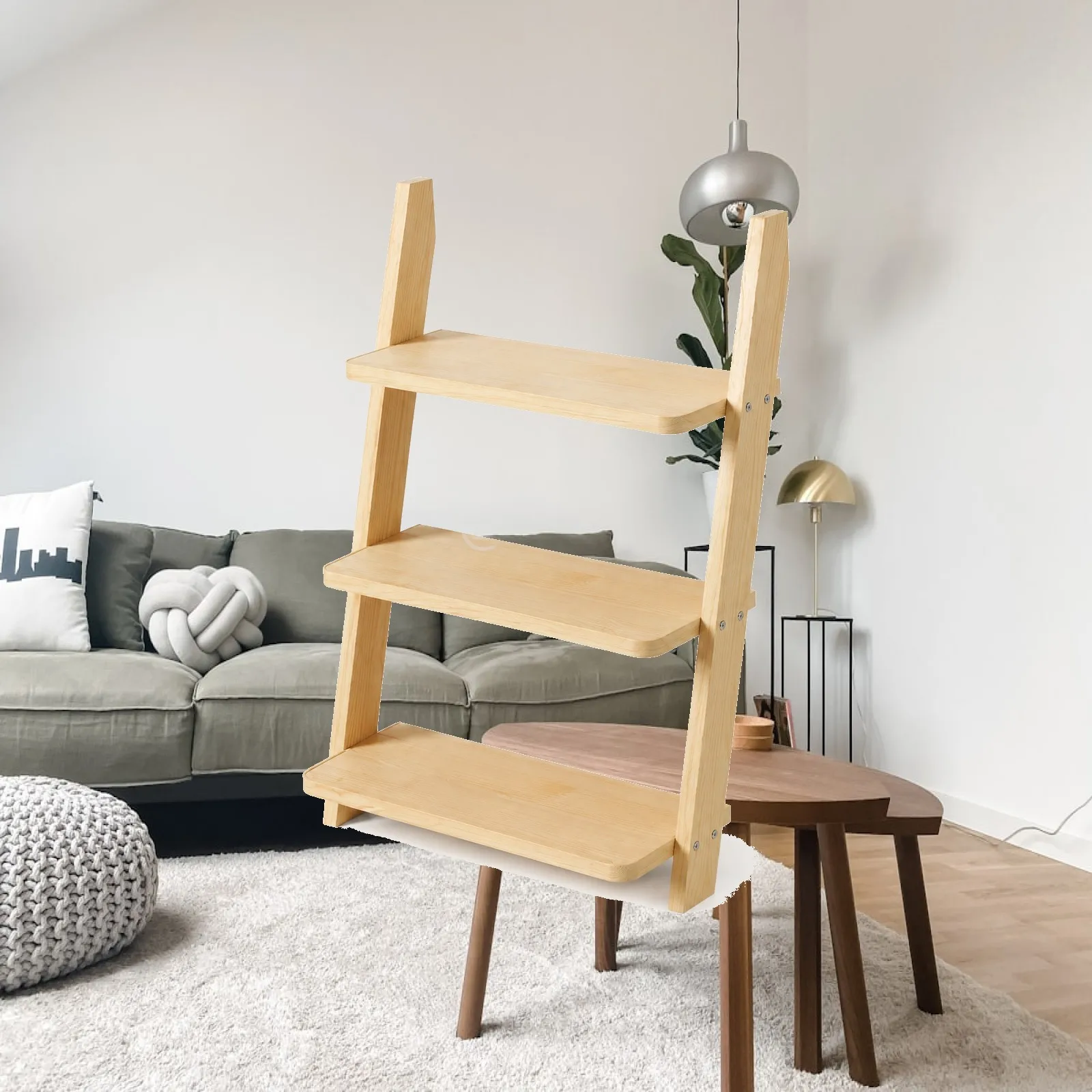 Slim Wooden Corner Bookshelf for Living Room Storage Display Plant Stand Furniture