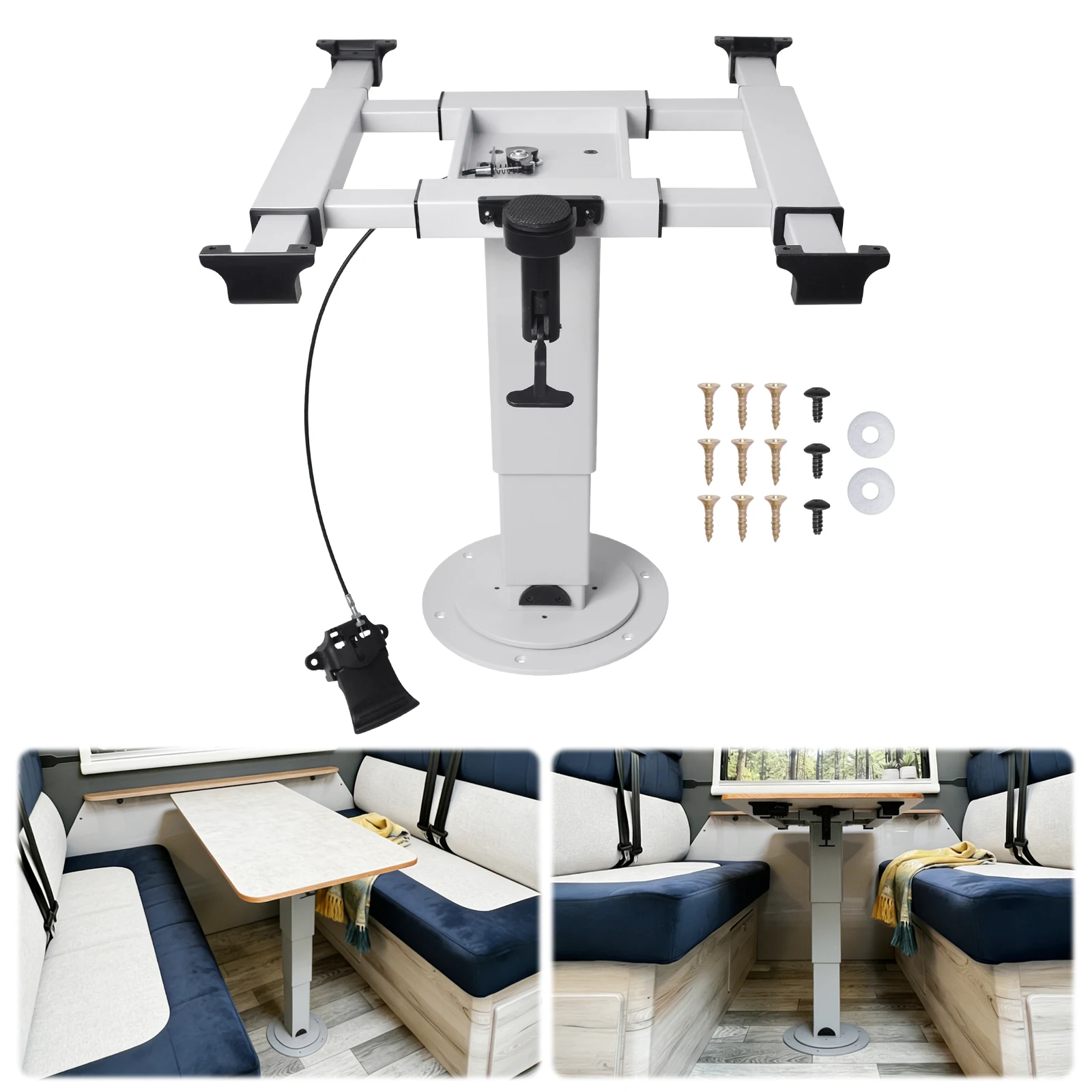 Pneumatic RV Table Leg Gas Lift Pedestal 4-Way Sliding Adjustable Base for Camper Van Caravan Boat Pontoon