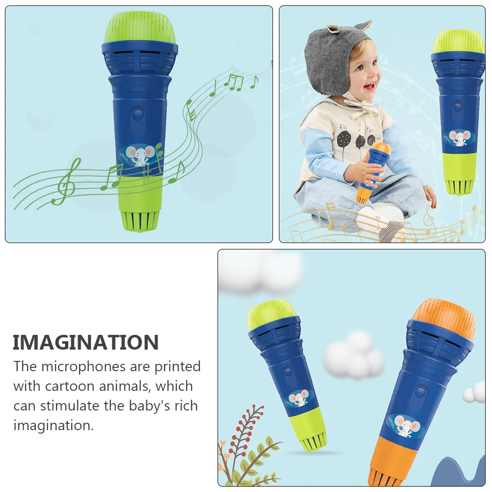 Simulated Microphone Set Bright Color Cartoon Animal Echo Microphones for Children Educational Music Partner