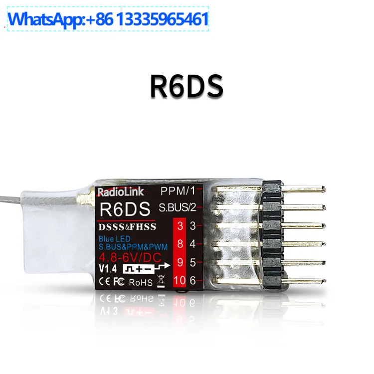 RadioLink Ledi R6DS V1.4 Mini 6-way Receiver, Compatible with AT9S AT9S PRO AT10II