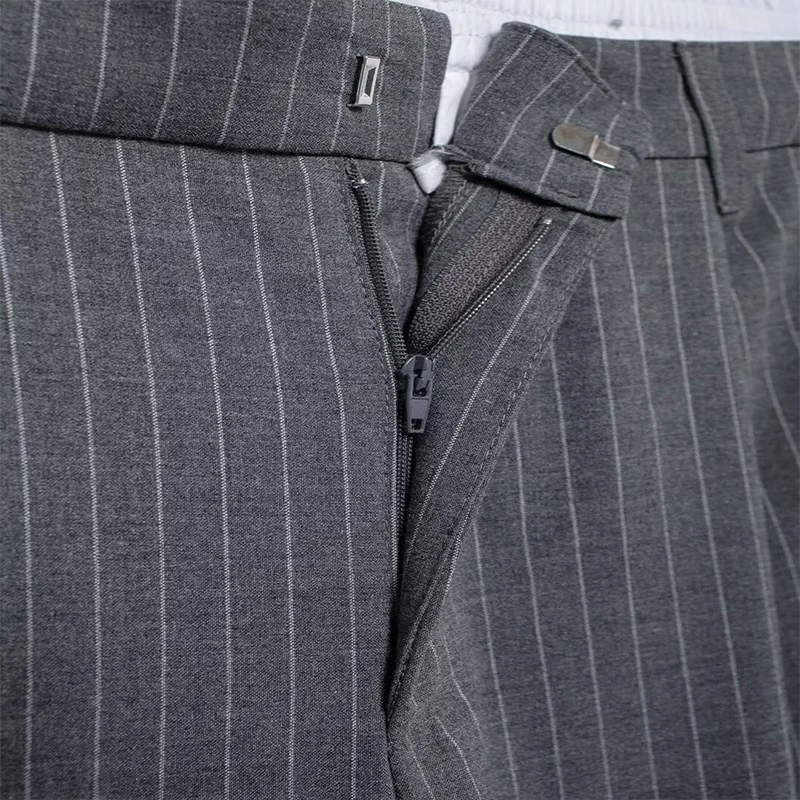 Koekop المرأة الموضة بلون مقلمة شقة الجبهة دعوى السراويل خمر مزاجه عادية شيك سيدة البدلة بنطلون