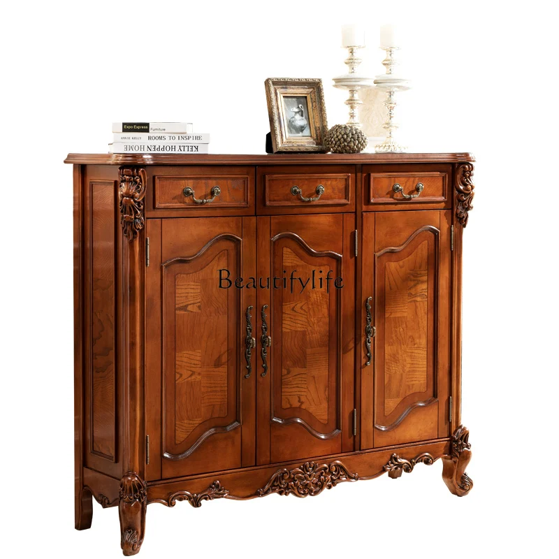 

American solid wood shoe cabinet storage two doors three doors four doors cabinet