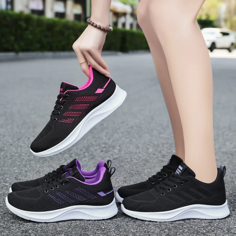 Women's sports shoes Breathable casual soft sole single shoes autumn flying mesh shoes running shoes