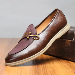 Brand Men's Casual Leather Shoes Mens Fashion Patchwork Party Wedding Loafers Moccasins Men Slip-on Comfortable Driving Flats