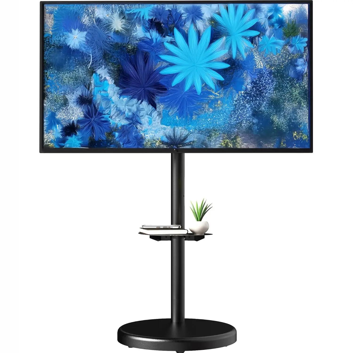 

Height Adjustable Rolling Stand for 32 to 86 inch TVs up to 110 lbs, Shelf and Hidden Casters, Portrait to, Customized