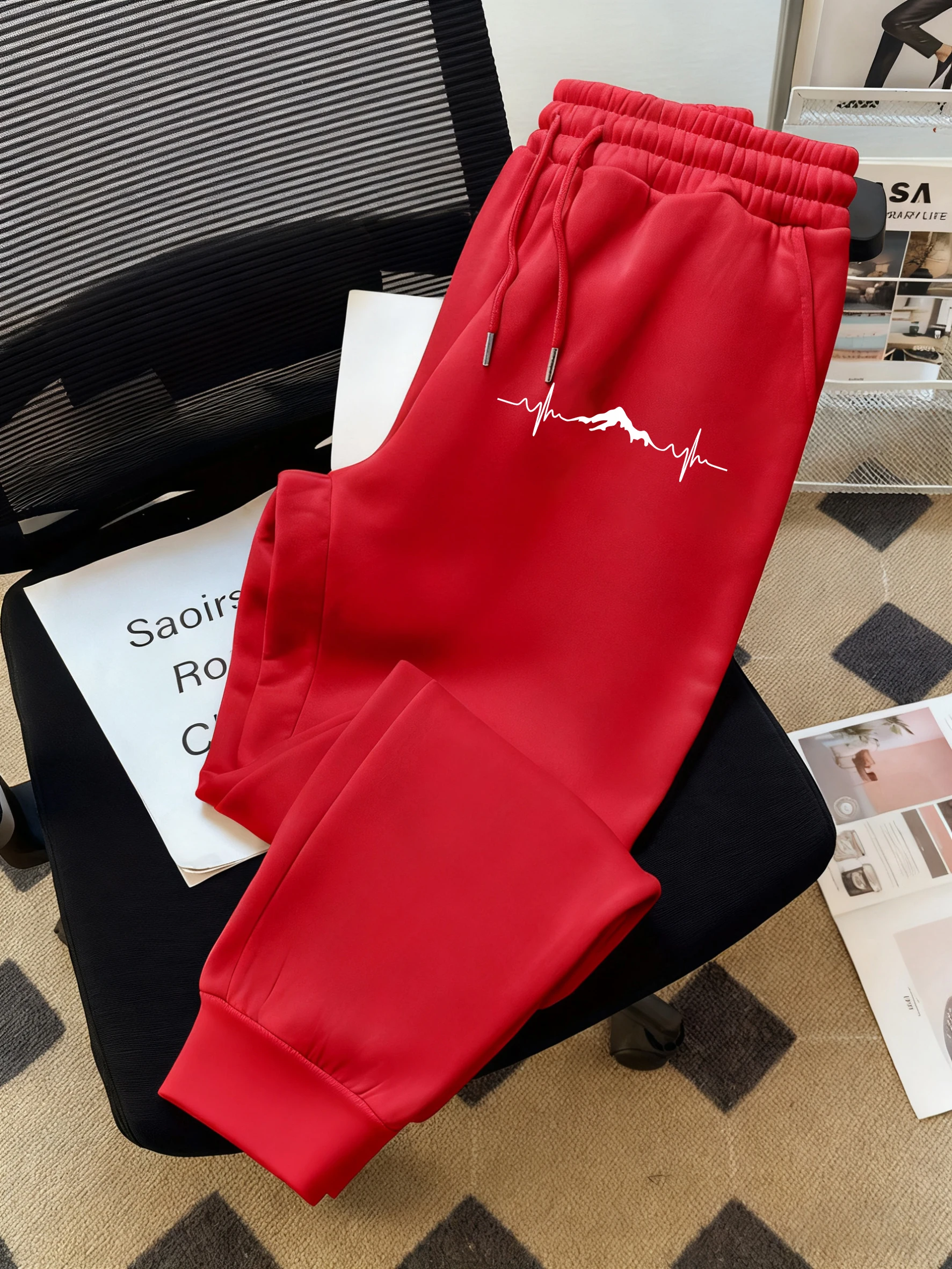 

Брюки с принтом The Lines Of The Mountain для мужчин, модные флисовые брюки, спортивные повседневные спортивные штаны унисекс, уличные брюки для бега, брюки в стиле ретро