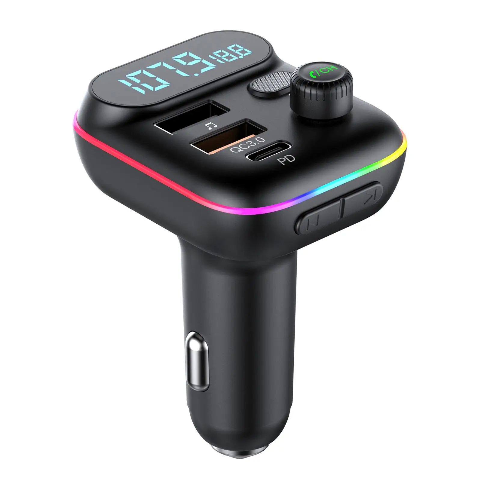 Car FM Transmitter USB QC3.0 MP3 Player Audio Adapter U Disk Playback