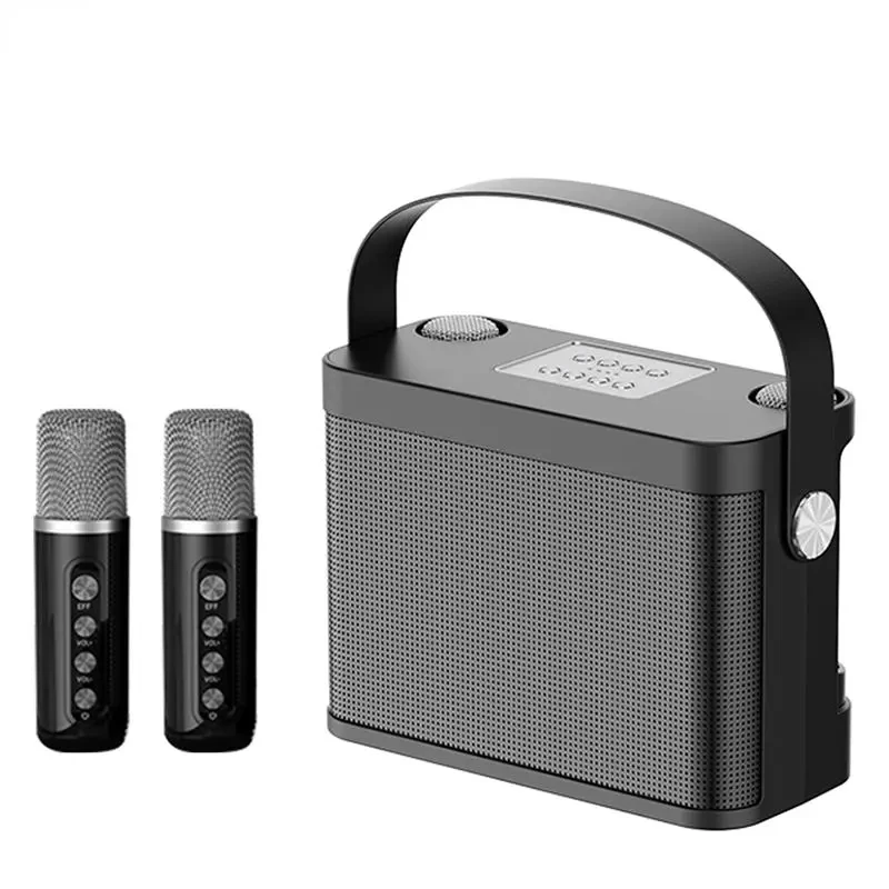 

New Ys-219 Karaoke Machine Mini Portable Wireless Bluetooth Speaker System With 2 Microphones All-in-One Family Ktv Speakers Set