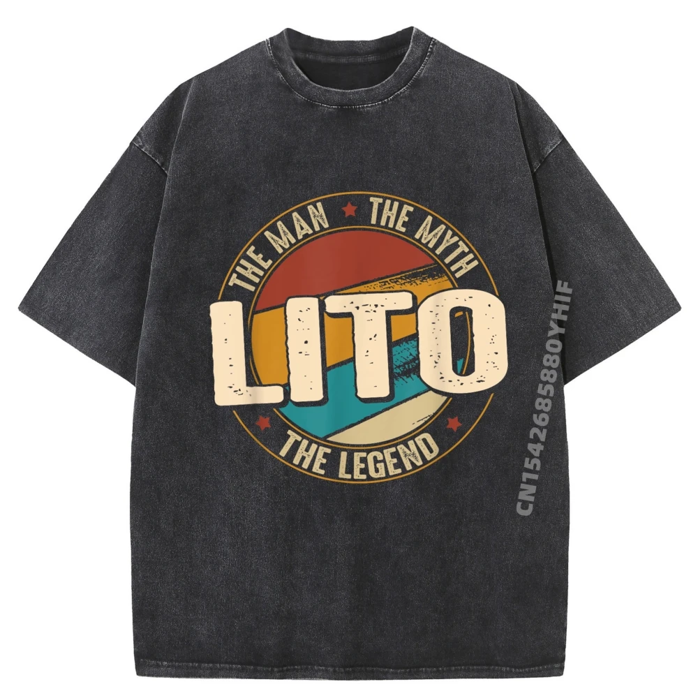 

Grapheino Co Забавные рубашки Lito Подарочные рубашкиslito от дедушек Lito The Myth The Legend Винтажная мытая футболка Мужская рубашка