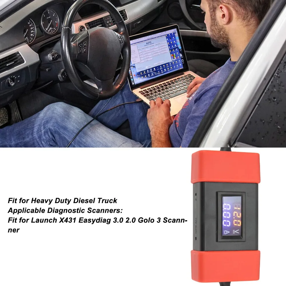 24V to 12V Truck OBD2 Adapter Digital Screen Current Display OBD2 Scanner Adapter Black and Red Voltage Display