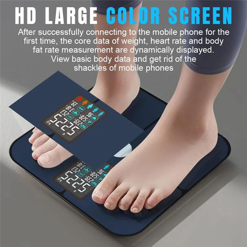 A59E-สมาร์ท ITO Heart Rate Scale จอแสดงผลขนาดใหญ่ดิจิตอลสมาร์ท Scale สําหรับ Full Body น้ําหนักการติดตามไขมันสําหรับห้องน้ําผู้หญิงผู้ชาย