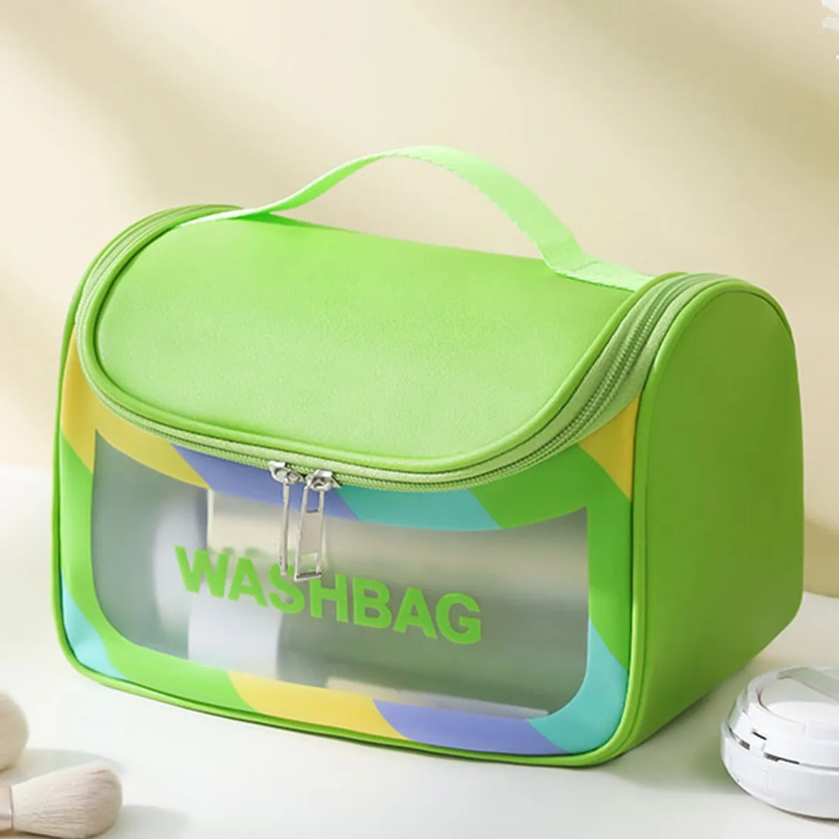 Tragbare Reise-Multifunktions-Kosmetiktaschen für Damen, Kulturbeutel, wasserdichte Schwimmtasche, Make-up-Aufbewahrungstasche, großes Fassungsvermögen – Detail 5