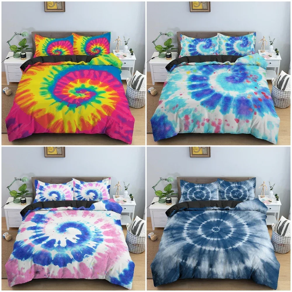 2/3PCS Abstract Colorful Tie Dye Bedding Set Bedclothes King Queen Twin Size Duvet / Quilt Cover With Pillowcase Home Textile