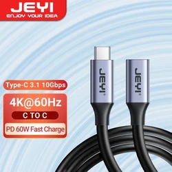 JEYI USB C Extension Cable Type C Extender Male to Female USB 3.1 Gen 2 10Gbps Data Transfer 60W Fast Charging for iPad Laptop