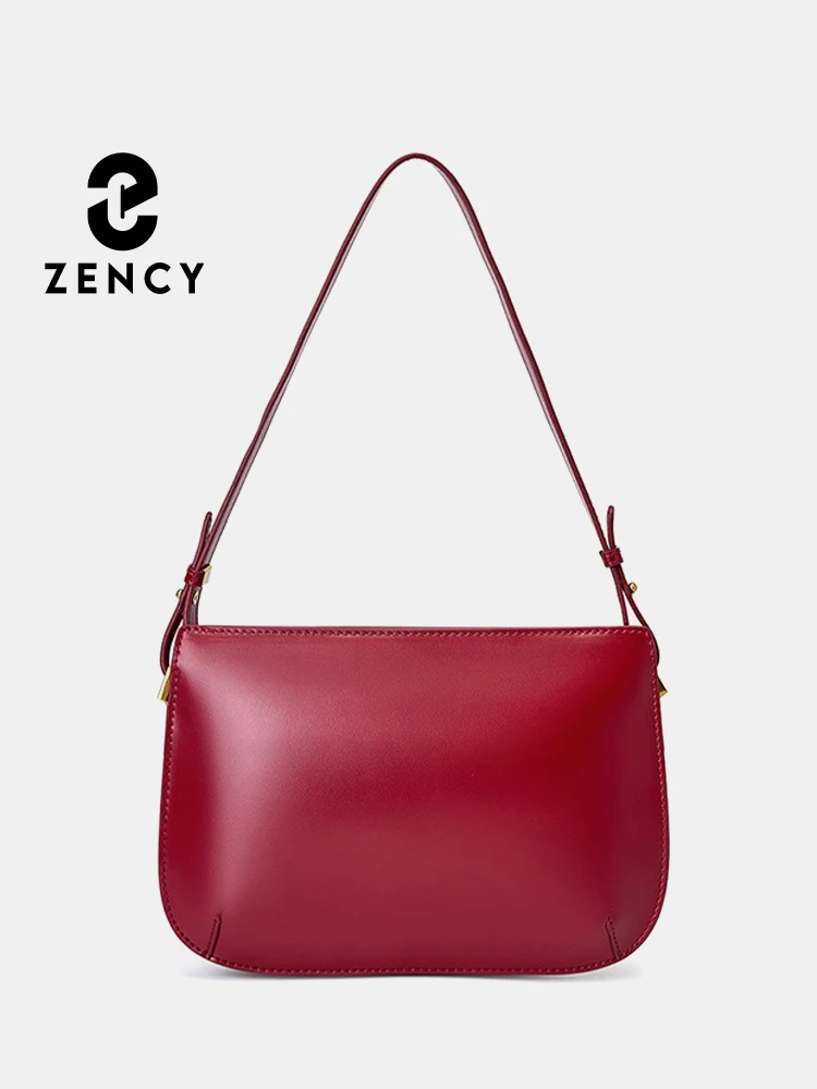 Zency Premium Split Leather Red Armpit bag Female 2024 Cowhide Messenger Bag Shoulder Crossbody Luxury Designer Handbag Sac