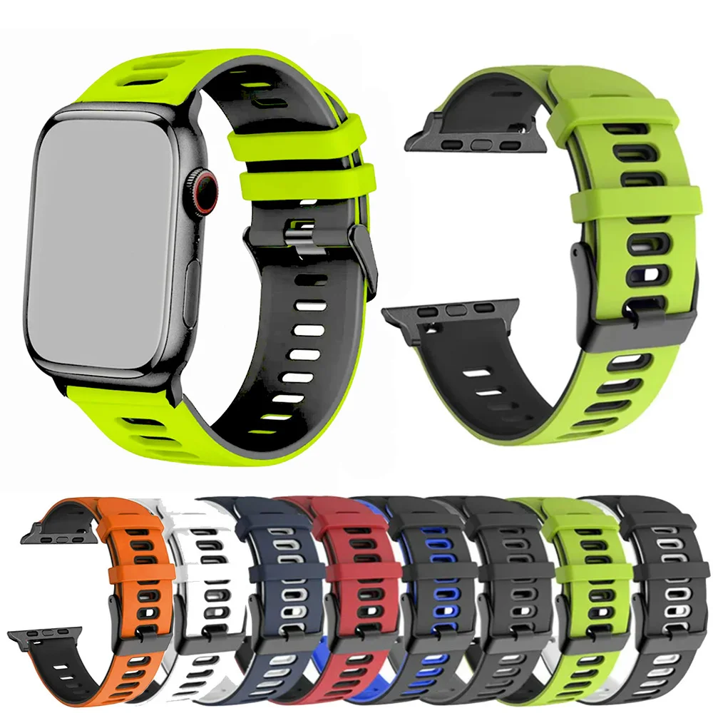 Strap For Apple Watch Bands 49mm 40mm 44mm 45mm 41mm 38mm 42mm Silicone Belt Bracelet IWatch Series Se 9 8 7 6 5 3 Ultra 2 Band