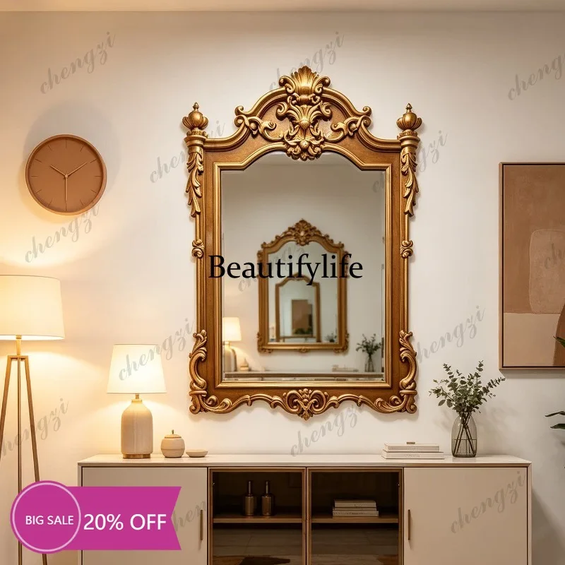 9344 French makeup mirror American porch wall hanging retro court style decorative mirror bathroom mirror